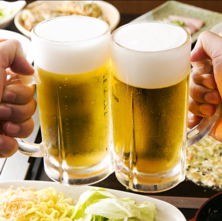 プレミアム飲み放題は生ビールも飲み放題♪