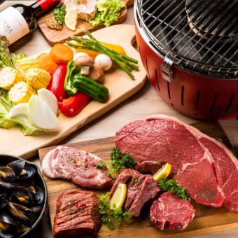 [Limited time offer] Terrace BBQ plan: 8 dishes for 5,700 yen (3 hours all-you-can-drink for 6,880 yen)