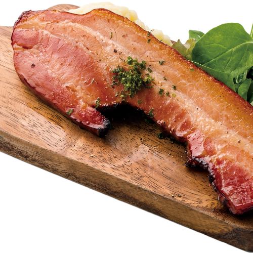 Thick-sliced smoked bacon