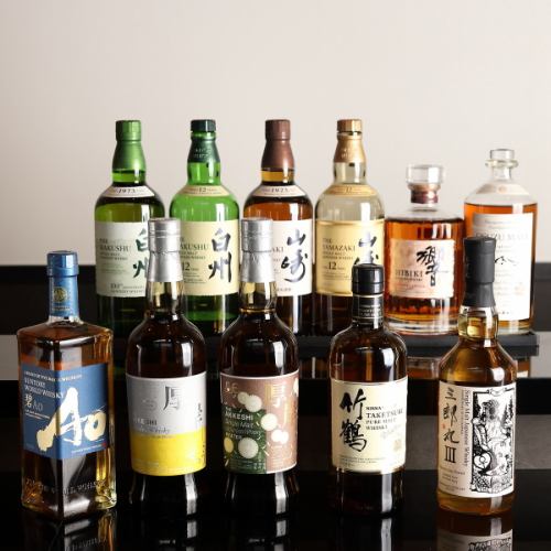 A wide selection of whiskey and sake