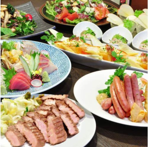A popular banquet course where you can enjoy fresh seafood and beef tongue at the same time