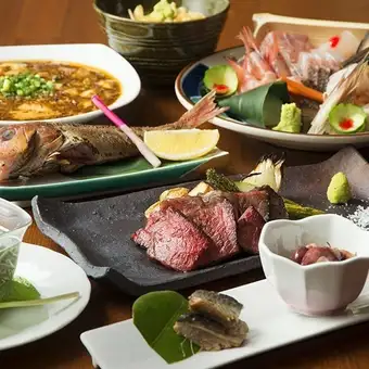 【国産和牛のサーロインステーキと地鶏の饗宴コース】3時間飲み放題付 全8品 6080円→4980円