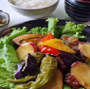 彩り野菜と鶏唐揚げの黒酢あんかけ御膳