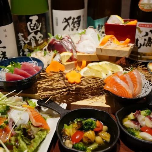 生ビール含む90分飲み放題付きコース3980円（税込）～◇港町直送の新鮮魚介を堪能