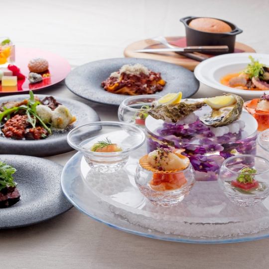 【Sumire Dinner C】包含海鲜紫罗兰拼盘和黑毛和牛西冷牛排的套餐