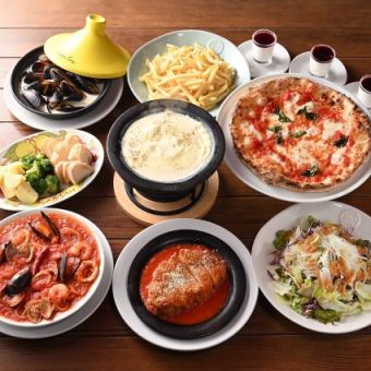 【Opulentoオプレント】ムール貝のクリームワイン蒸しなど全9品＋2時間飲み放題♪ 5000円(税込)