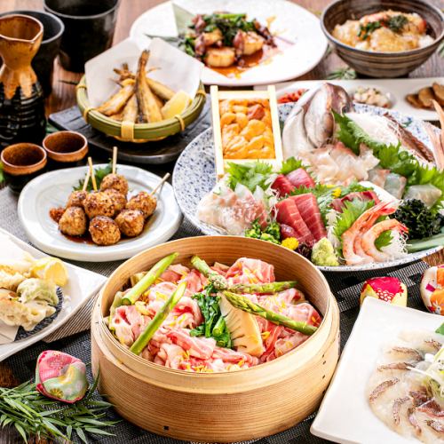 [Utage Course] Perfect for any party! Enjoy a platter of three kinds of fresh sashimi and a main dish of your choice! 2.5 hours of all-you-can-drink, 9 dishes, 4,000 yen