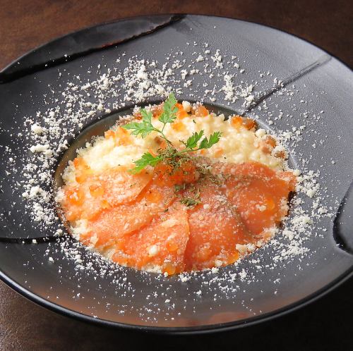 Salmon and salmon roe risotto