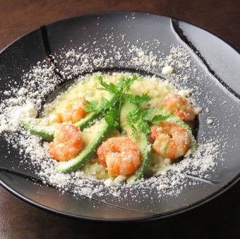 Shrimp and avocado risotto