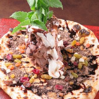 Rich chocolate pizza
