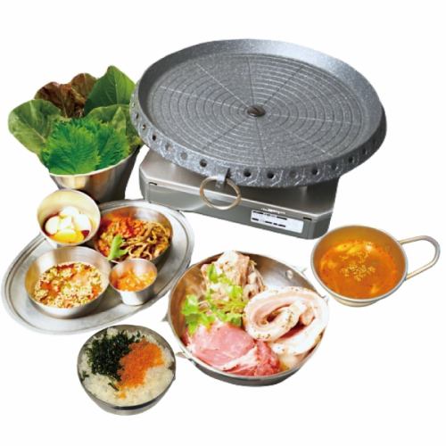 三種のサムギョプサルセット(ライス、スープ付)1人前