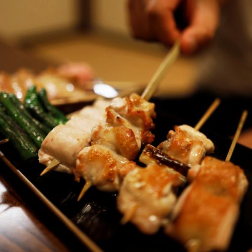 安曇野産の最高級地鶏串焼き。