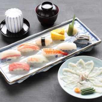Tiger pufferfish sashimi and nigiri sushi ~Enjoy the taste of winter~ [November 10, 2025 - end of February 2026] 5,500 yen (tax included)