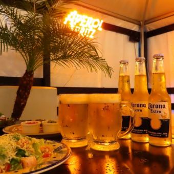 タンドリーチキンやガパオライス等全6品生ビール込2時間飲み放題付コース5,000円（税込）