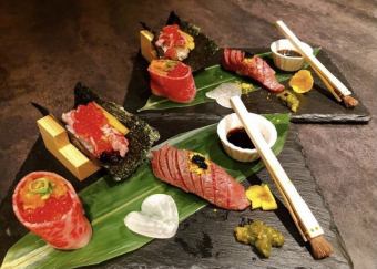 Assortment of 3 types of Japanese beef sushi