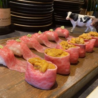 [Wagyu beef sushi course] Grilled Japanese black beef and wagyu beef sushi ♪ Enjoy a meat bar.2 hours all-you-can-drink 7,000 yen