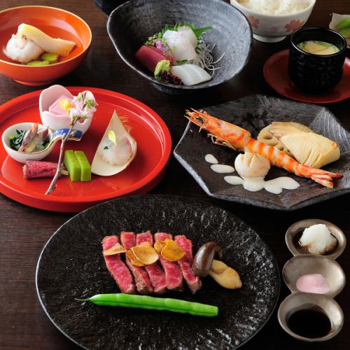 【디너 코스】요리 나가메 오리의 제철 야채, 흑모 일본소의 철판 코스 유나 10000엔
