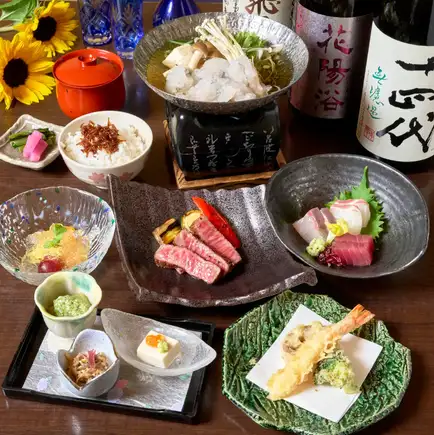 【夏限定ご優待コース:涼風】黒毛和牛赤身や天ぷらなど全8品6000円(税込)