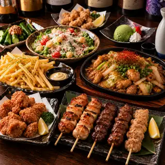 【3時間飲み放題】自慢の串盛りや鉄板ホルモン焼きを堪能!全8品◆4000円(税込)