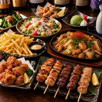 【3時間飲み放題】自慢の串盛りや鉄板ホルモン焼きを堪能!全8品◆4000円(税込)