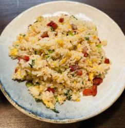 Green vegetable fried rice with chashu