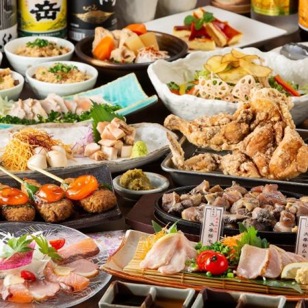 Limited to our store♪ 3 types of fresh fish x Assorted chicken sashimi x Half fried ◇ 2 hours all-you-can-drink ● Comes with golden barley ◇ Tamatebako course *No hot pot