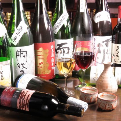 A wide variety of local sake from Hiroshima