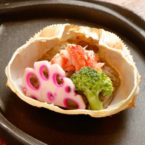 Grilled crab shell with miso paste