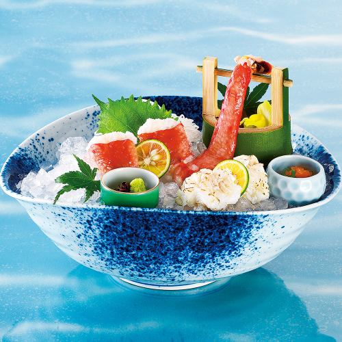タラバかに造り三種盛