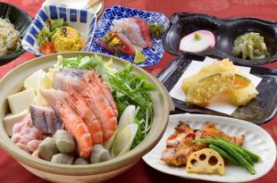 4種から選べるお鍋付き♪お刺身5点盛や若鶏の照り焼き等7品＆2時間飲み放題 5000円