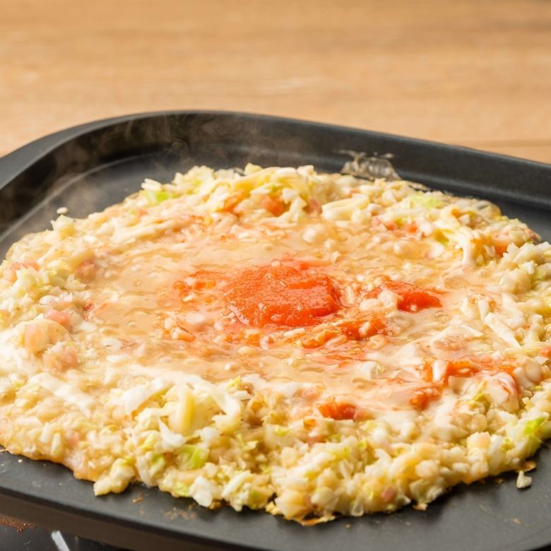 Enjoy making your own Mentaiko cheese monja at your table!