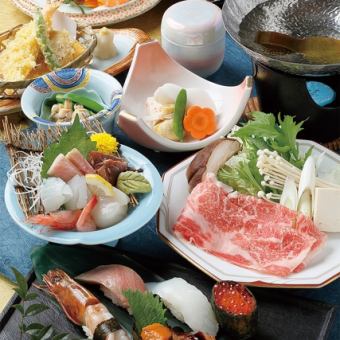 Tuna and wagyu beef shabu-shabu kaiseki 5,500 yen (tax included)