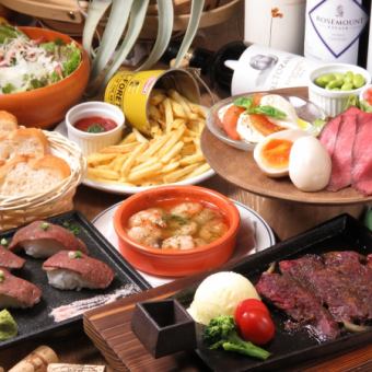 [Course to enjoy skirt steak and sake] Perfect for banquets and drinking parties with 2 hours of all-you-can-drink included♪ 4,000 yen (4,400 yen including tax)