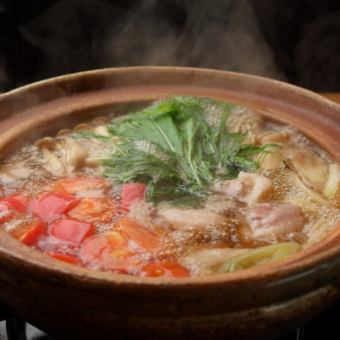 【秋・冬季限定！】放し飼いのかすみ鴨 鴨トマト鍋コース 5,000円ぽっきり