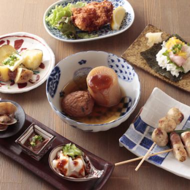 [Snacks, specialty oden, charcoal grilled food] Kita no Daichi 4,000 yen (includes all-you-can-drink) Draft beer is +500 yen