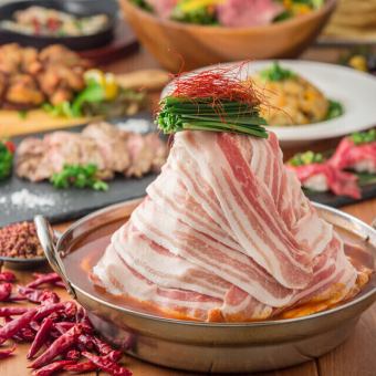 【冬季宴会コース】2時間飲放題付 9品 濃厚！豚バラ鍋コース《４９５０円》全席個室◎