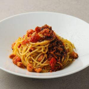 ラー油と明太子ソースのペペロンチーノ