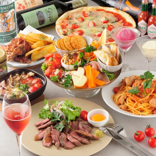 【オープン記念/今だけ】全6品 40種の飲み放題付き 自慢のパスタ・ピザが楽しめる限定コース 3000円