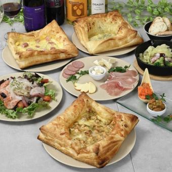 【デート・女子会コース】人気のパイピザ、前菜盛り合わせ等　※お食事のみコース　