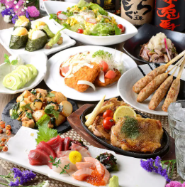 《November to January》"All-you-can-drink for 2 hours" 3 types of sashimi, chicken wings, skewers of meatballs, Oku-Mikawa chicken steak, etc. [Local chicken course] 4,000 yen