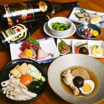 人気No.1【2.5時間生ビール付飲み放題★全6品 満足海鮮コース★】5500円⇒5000円（税込）