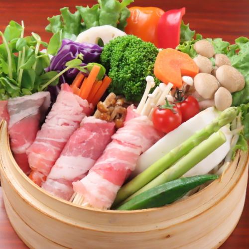 本日の肉巻きとお野菜せいろ