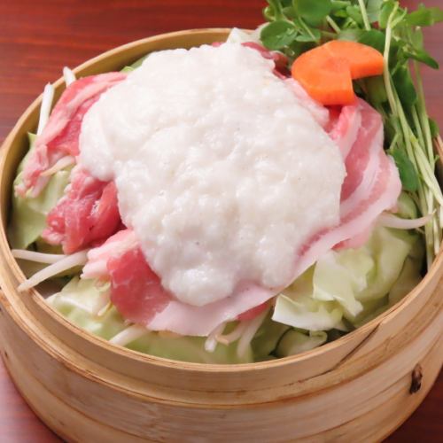 ふわふわとろろと豚バラせいろ