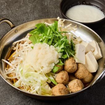 みぞれ鍋やお造り2種盛りなど豊富な種類を楽しめる♪【満喫コース】 8品 3,500円 2時間飲み放題