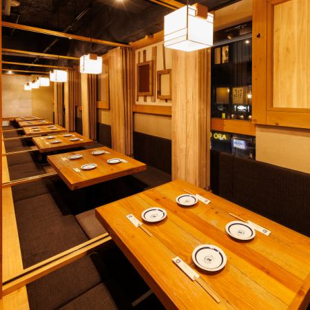 Equipped with sunken kotatsu seats where you can stretch your legs and relax. Very popular with seniors. Total seating capacity of 110, plenty of room for groups.