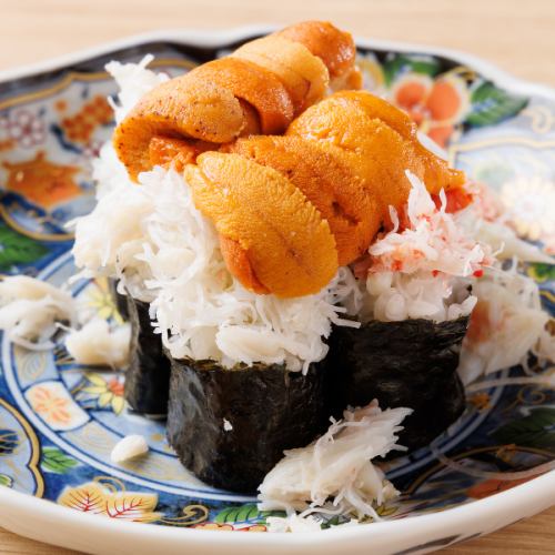 Snow crab and sea urchin jewel sushi