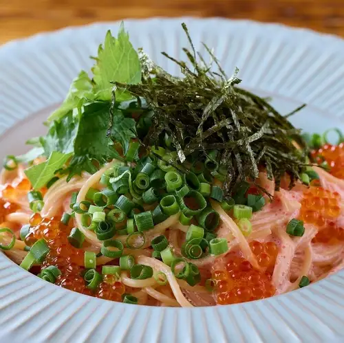 Salmon roe and mentaiko cream pasta