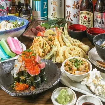 【困ったらコレ】飲み放題120分付き☆名物の天ぷらが入った計7品♪デザート付き！4500円→3500円