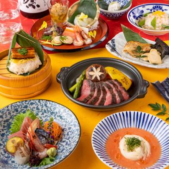 [Niigata Luxury Course] Chef's specially prepared! The main dish is grilled Wagyu beef with miso on a hoba leaf. 9 dishes. 8,000 yen. 3 hours of all-you-can-drink.