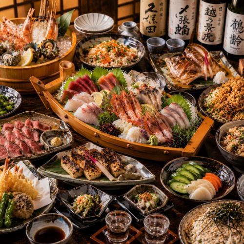 【新潟駅前徒歩1分】 豪華海鮮飯や郷土料理・地酒・豊富なメニューをご用意。〆の蕎麦も自慢